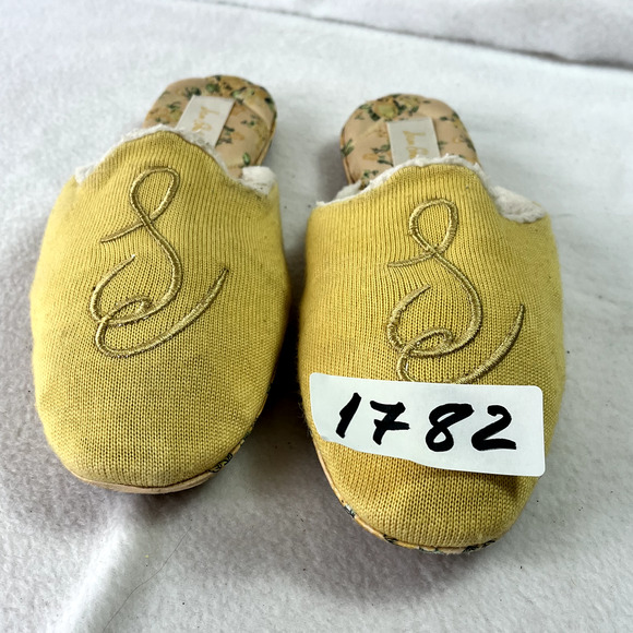 Sam Edelman Flat Shoe Womens 8 Kerry Mule Gold Embroidered Logo Slip On Wool - Picture 10 of 10